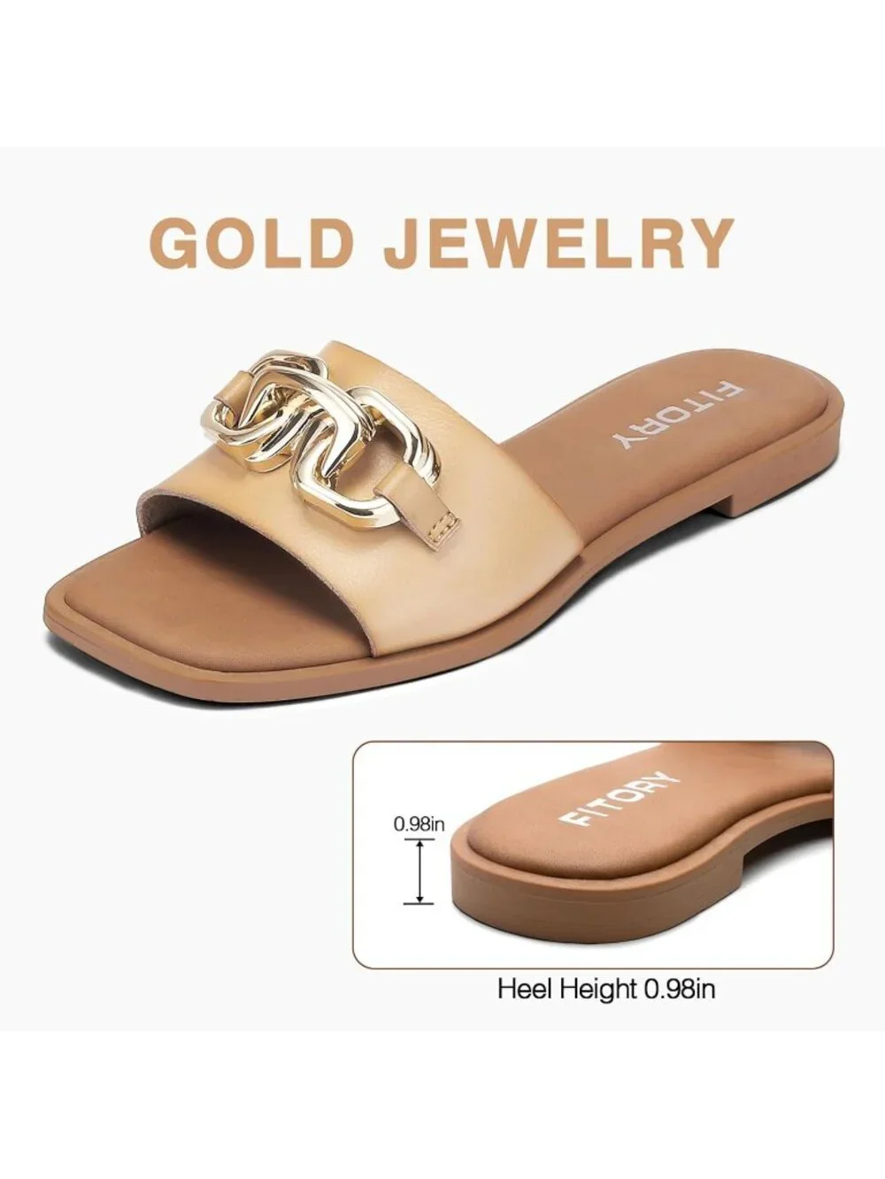 Women's Camel Summer Fashion Slides With Soft Leather Slip on Flat Sandals